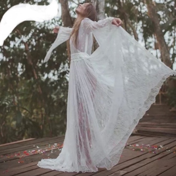Lena Vie Boutique Dresses & Skirts - Bohemian Festival White EyeLash Lace A Line Dress /Coverup